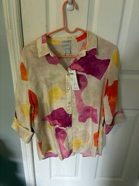 Chico's Multicolor Abstract Button-Up Shirt